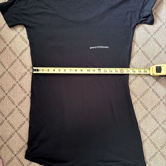 good hYOUman black short sleeved T-shirt dress with white text M - Picture 10 of 14